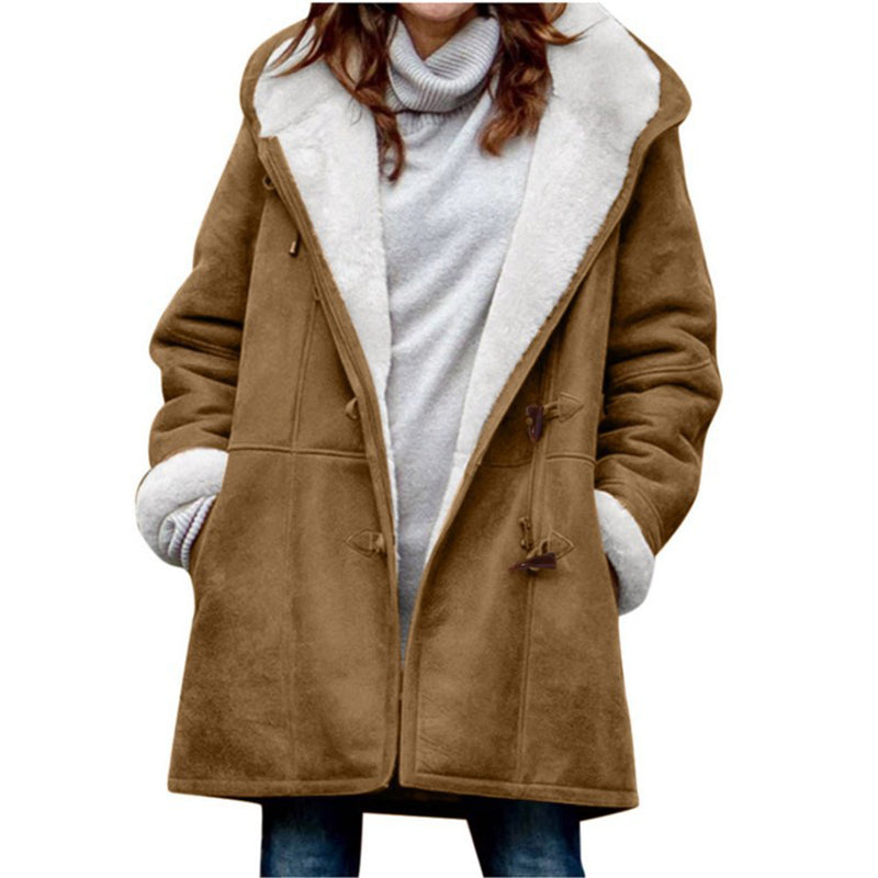 Sherpa Lined Jacket Women Duffle Toggle Coat