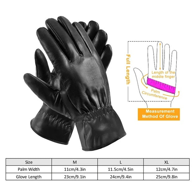 Unisex Leather Winter Warm Gloves