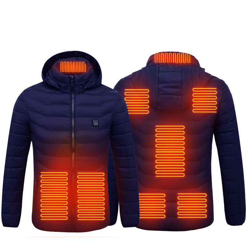 Puffer Jacket Heating Coat Insulated Hood Windbreaker 9Heat Zones