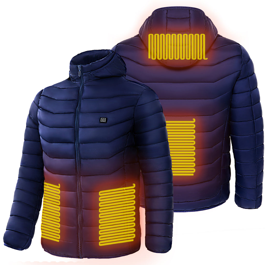 Puffer Jacket Heating Coat Insulated Hood Windbreaker 9Heat Zones