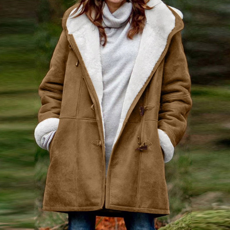 Sherpa Lined Jacket Women Duffle Toggle Coat