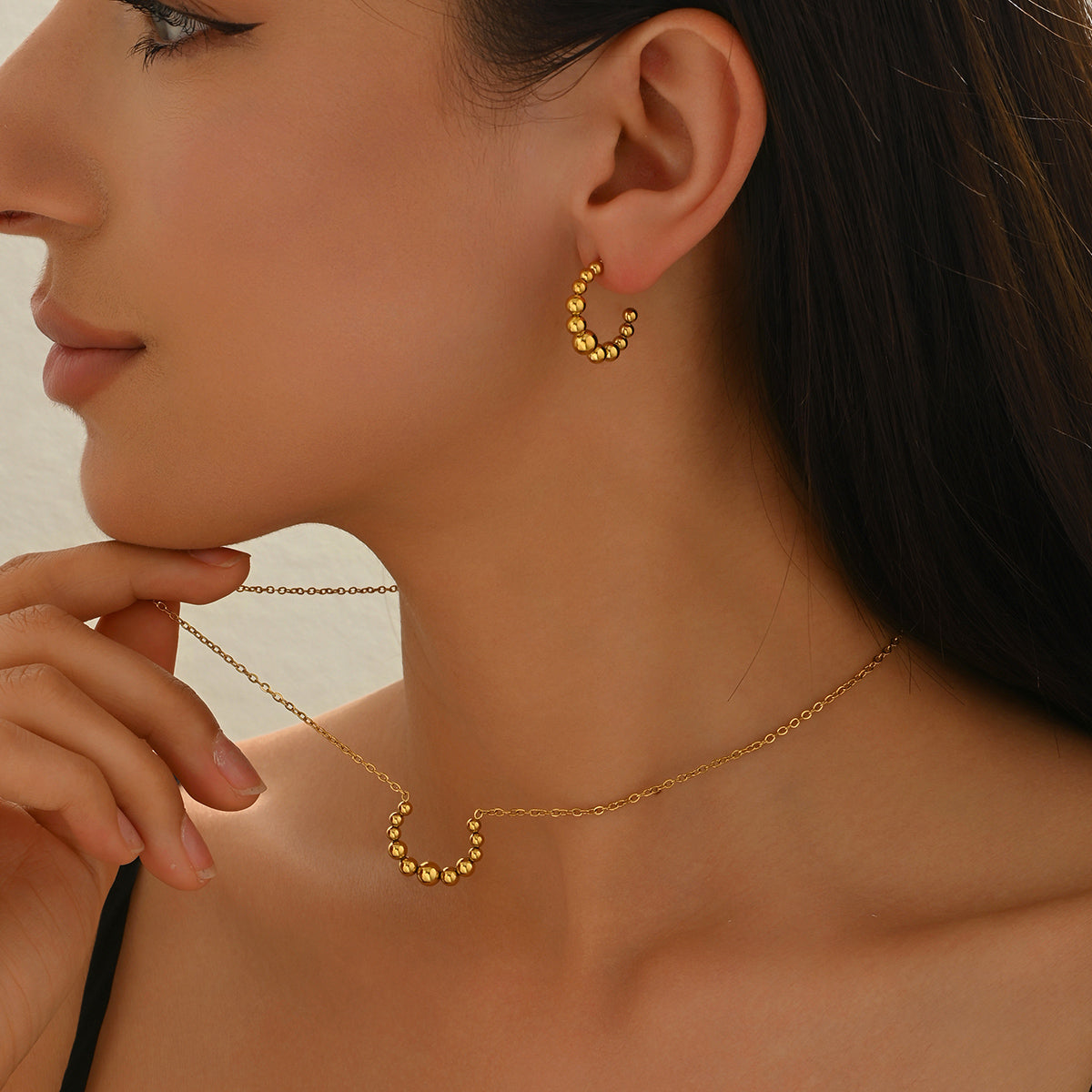 Crescent Pendant Necklace & Earrings  Jewelry Set