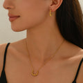 Crescent Pendant Necklace & Earrings  Jewelry Set