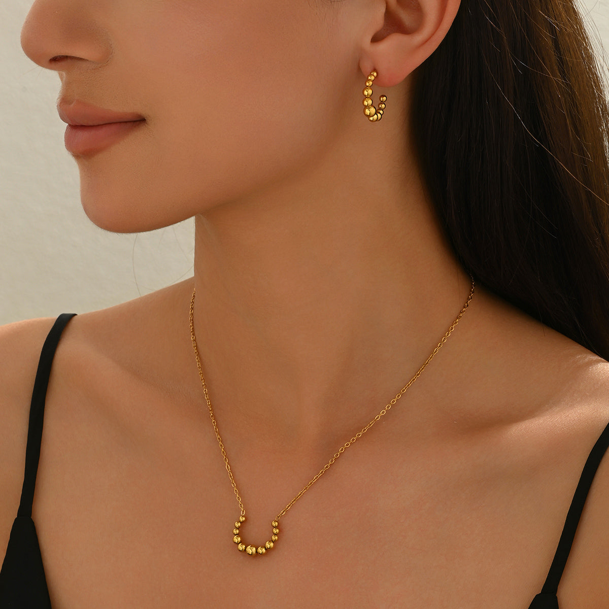 Crescent Pendant Necklace & Earrings  Jewelry Set
