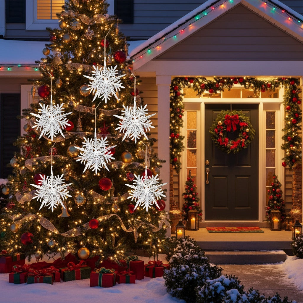 6PCS Set 6.1in Snowflake Christmas Hanging Ornaments
