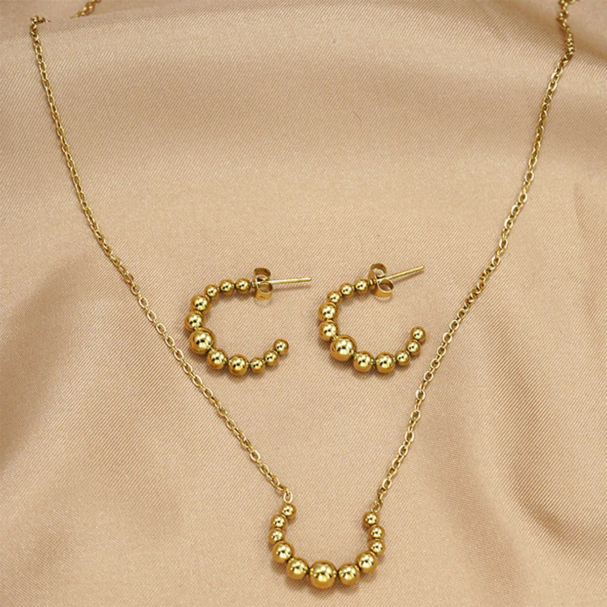 Crescent Pendant Necklace & Earrings  Jewelry Set