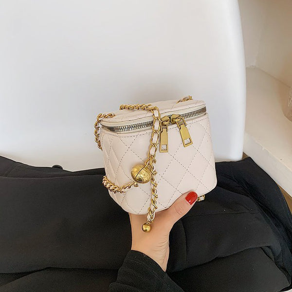 Western Style Box Bag Female Trendy Fashion Chain Shoulder Bag Rhombus Embroidery Thread Messenger Mini Square Bag