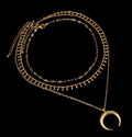 Layered Chain Choker Necklace Moon Pendant Chain Jewelry for Girls Women
