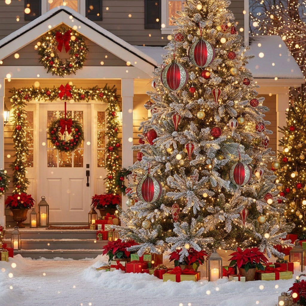 4PCS Set Christmas Glass Ball Ornaments Tree Hanging