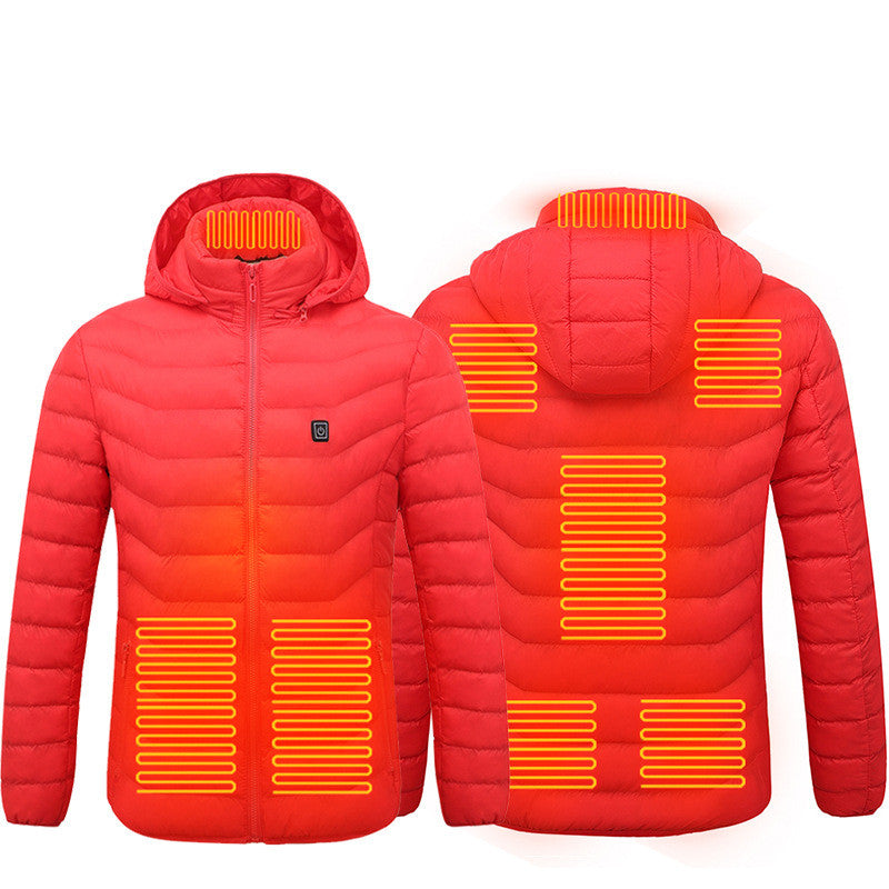 Puffer Jacket Heating Coat Insulated Hood Windbreaker 9Heat Zones