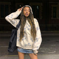 Stars Printed Zipper Hooded Cardigan