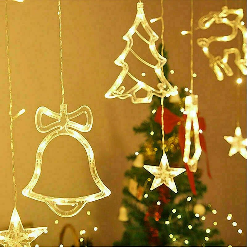 LED Fairy String Window Curtain Lights Star Xmas Party