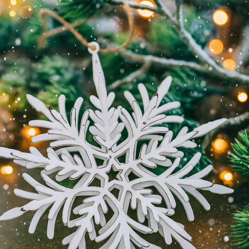 6PCS Set 6.1in Snowflake Christmas Hanging Ornaments