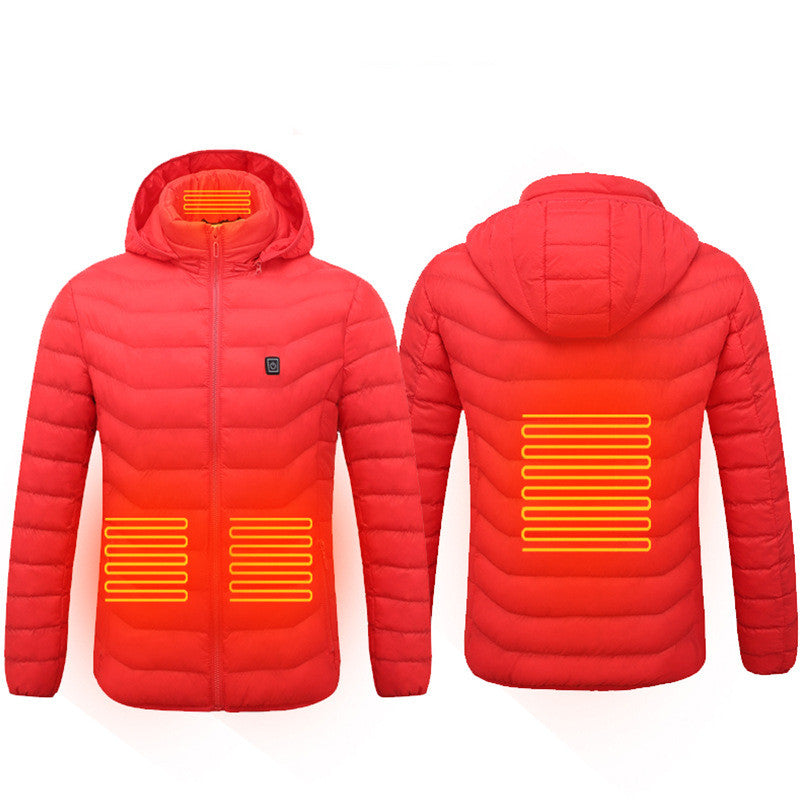 Puffer Jacket Heating Coat Insulated Hood Windbreaker 9Heat Zones