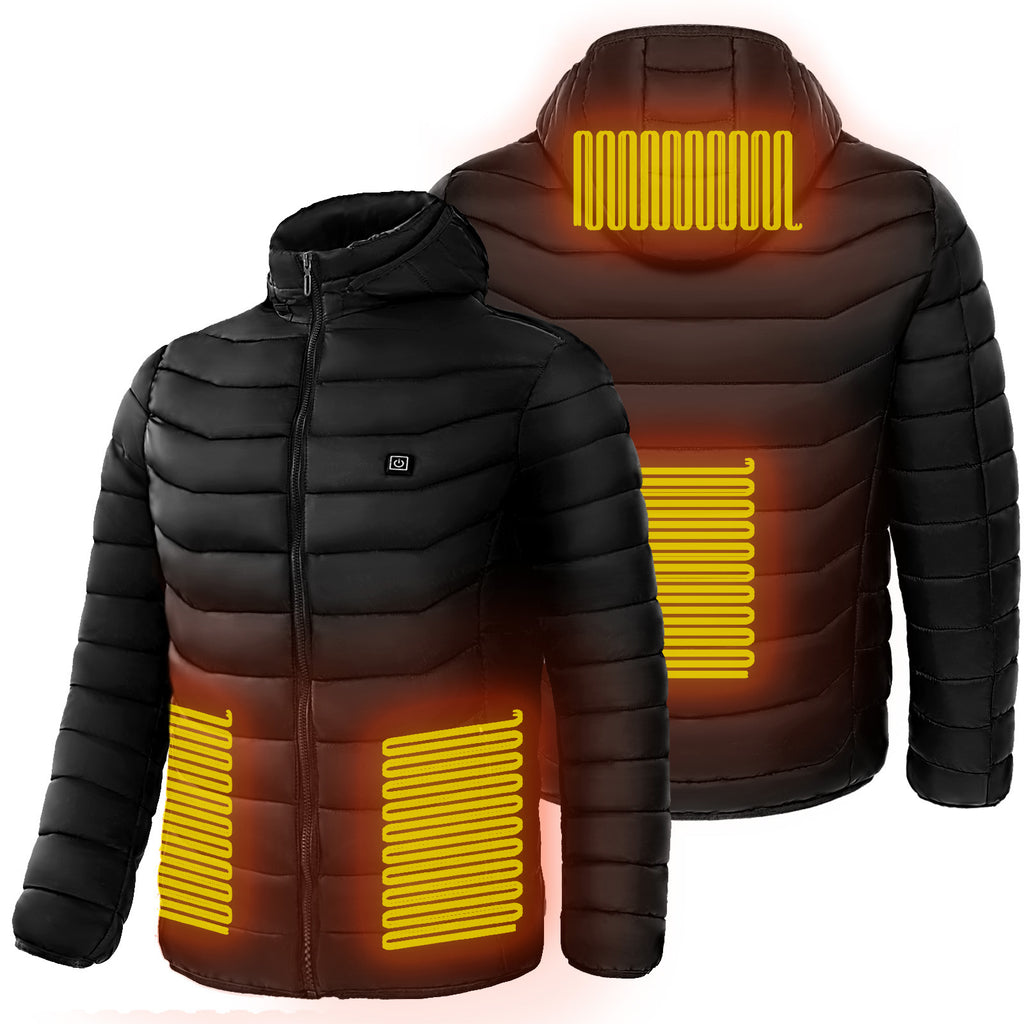 Puffer Jacket Heating Coat Insulated Hood Windbreaker 9Heat Zones