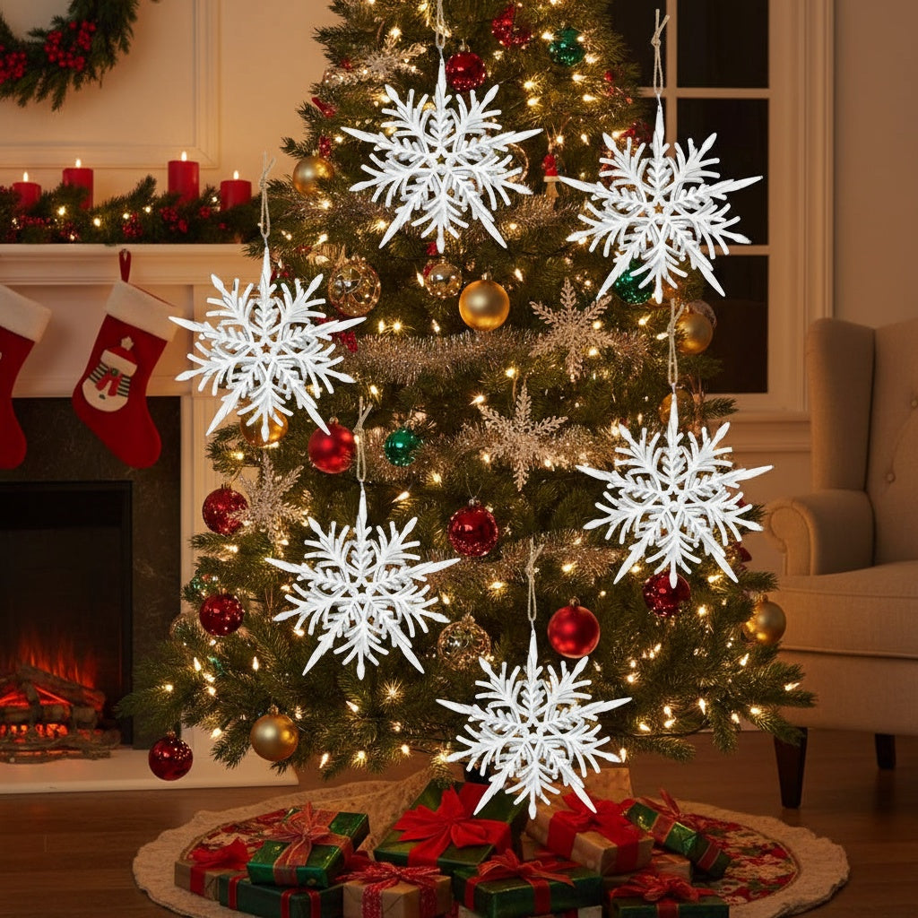 6PCS Set 6.1in Snowflake Christmas Hanging Ornaments