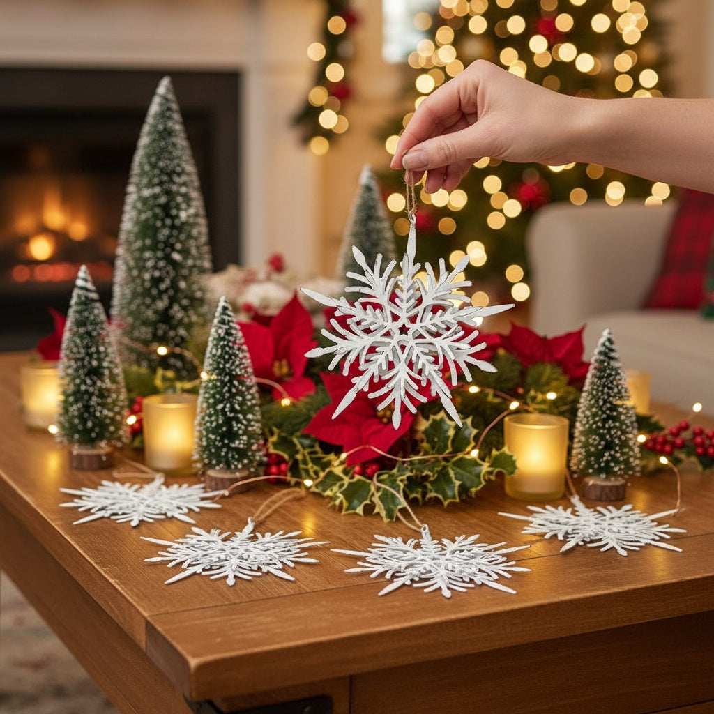 6PCS Set 6.1in Snowflake Christmas Hanging Ornaments