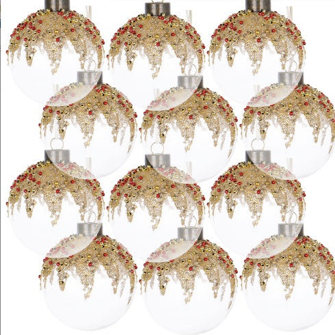 Glass Decorative Hanging Ball Christmas Tree Ornaments Set Of 12
