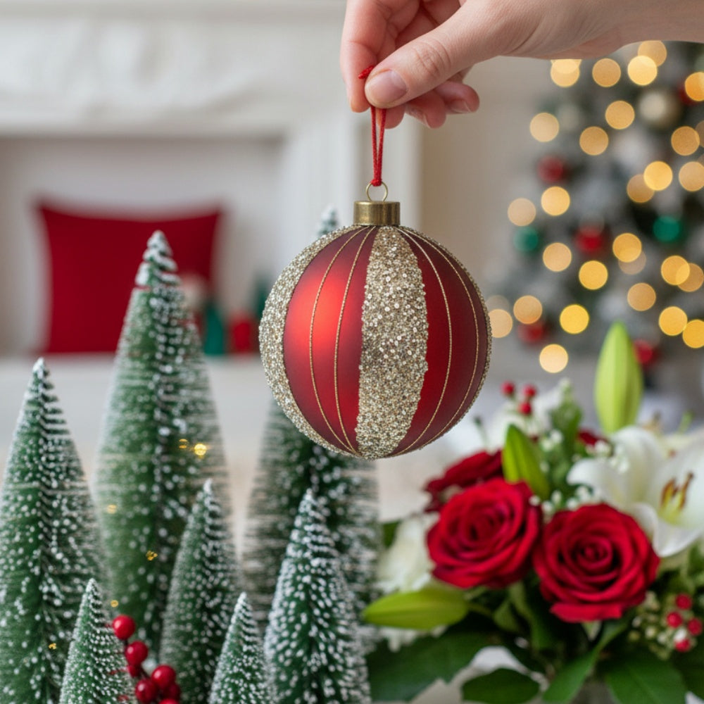 4PCS Set Christmas Glass Ball Ornaments Tree Hanging